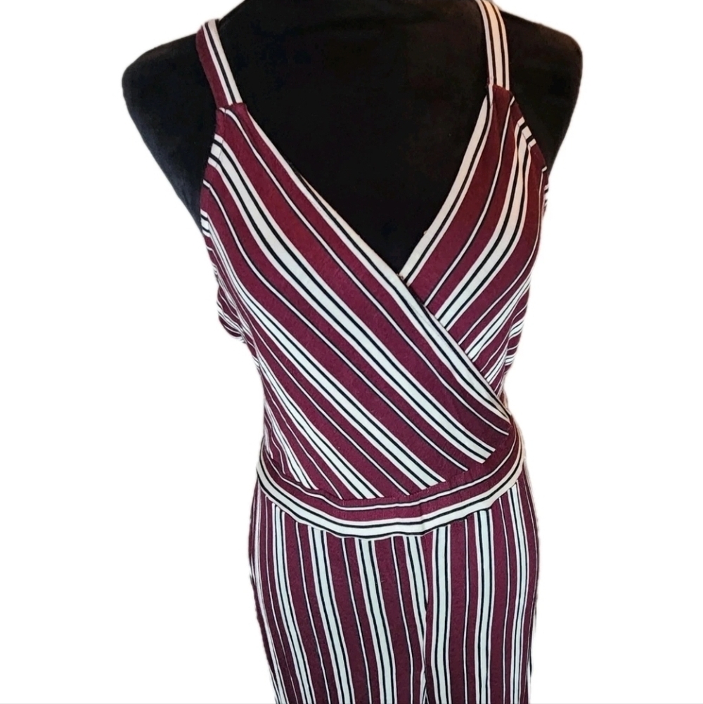 Pink Rose Women's L Striped Jumpsuit Romper Soft Layering Summer Festival
